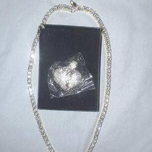 Broken Heart Iced Out Pendant 24" Tennis Chain 